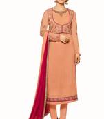 Orange Embroidered Georgette Salwar With Dupatta
