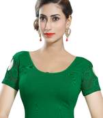 Green Lycra Solid stitched blouse