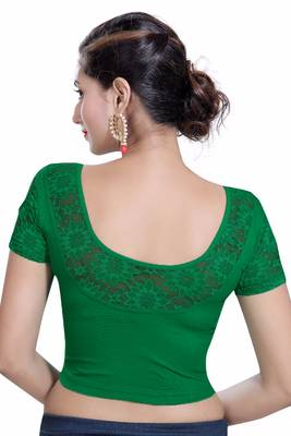 Green Lycra Solid stitched blouse 4