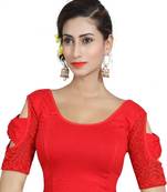 Red Lycra Solid stitched blouse