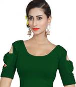 Green Lycra Solid stitched blouse