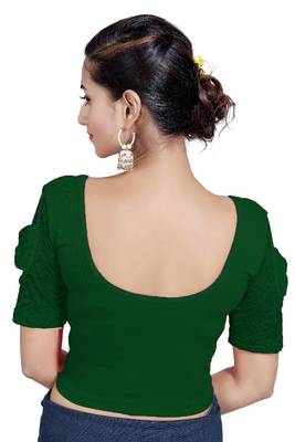 Green Lycra Solid stitched blouse 3