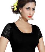 Black Lycra Solid stitched blouse