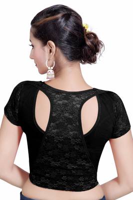 Black Lycra Solid stitched blouse 2