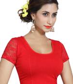 Red Lycra Solid stitched blouse