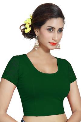 Green Lycra Solid stitched blouse 1