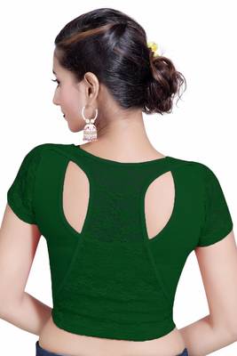 Green Lycra Solid stitched blouse 2