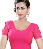 Pink Lycra Solid stitched blouse
