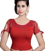 Red Lycra Solid stitched blouse
