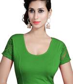 Green Lycra Solid stitched blouse