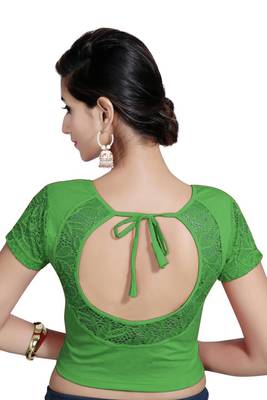 Green Lycra Solid stitched blouse 4