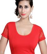 Red Lycra Solid stitched blouse