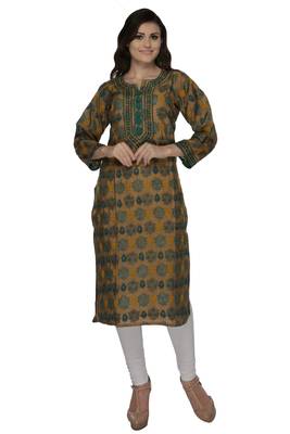 Green embroidered chanderi kurtas-and-kurtis 1