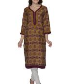 Green embroidered chanderi kurtas-and-kurtis