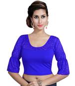 Royal Blue Lycra Solid stitched blouse