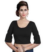 Black Lycra Solid stitched blouse