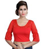 Red Lycra Solid stitched blouse