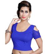 Royal Blue Lycra Solid stitched blouse