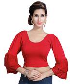 Red Lycra Solid stitched blouse