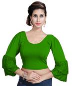 Bottle Green Lycra Solid stitched blouse