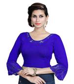 Royal Blue Lycra Solid stitched blouse