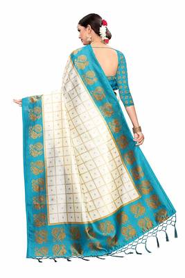 Multicolour printed Mysore art silk saree pack of-2 saree with blouse 3
