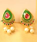 Beautiful pear shaped ruby pearl earring