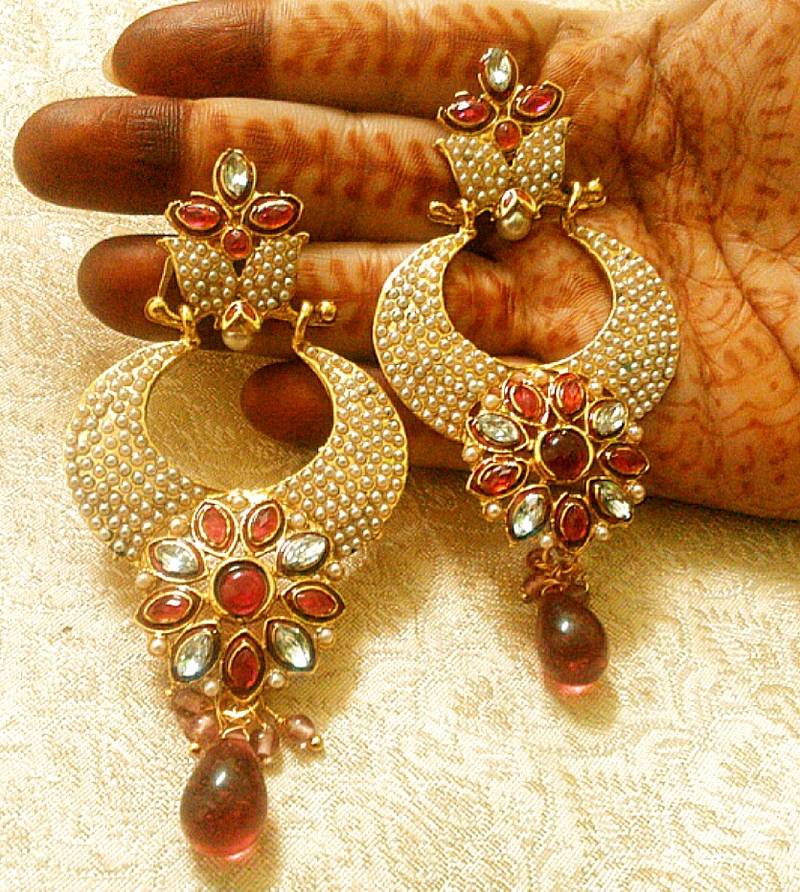 Designer stunning raniPink copper alloy earrings Lalso Lifestyle