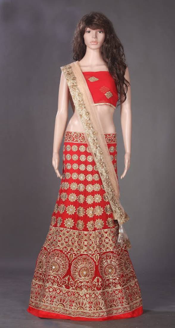 Alia Bhatt Bridal Bollywood Replica Designer Red & Gold Lehenga