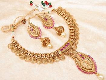 Ruby Gold Designer Necklace Set 1