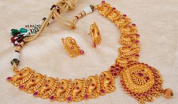 Ruby Peacock Ethnic Necklace Set 1