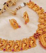 Ruby Peacock Ethnic Necklace Set