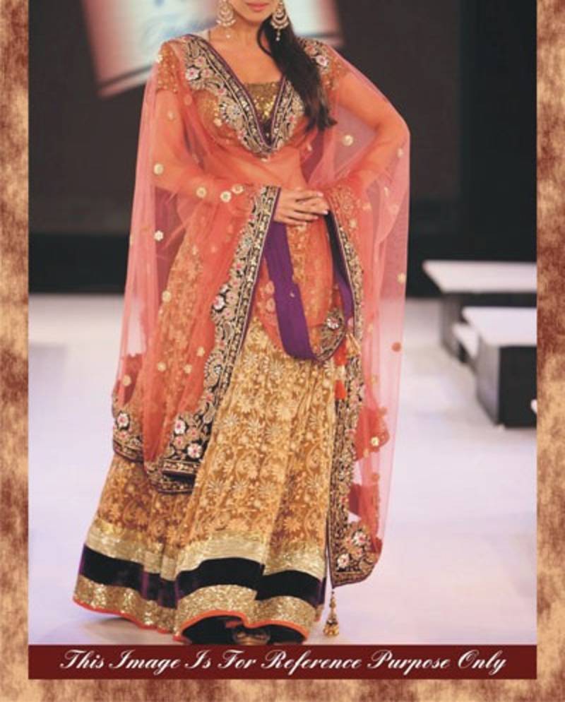 Malaika Arora Khan Bollywood Replica Designer Purple, Peach & Pink Heavy Wedding Lehenga