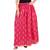 Pink peacock feather blue cottton gold printed tiered long skirt for women  skirt ( free size skirts)