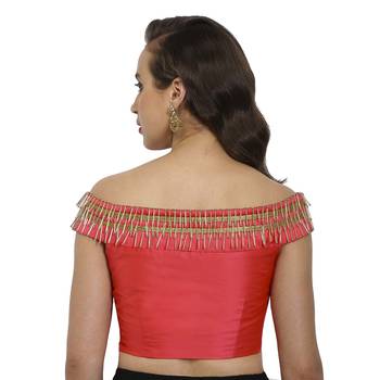 Coral polysilk fashion neck readymade  blouse 4