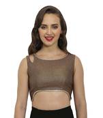 Bronze-blue polyjute round neck readymade  blouse