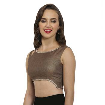 Bronze-blue polyjute round neck readymade  blouse 2