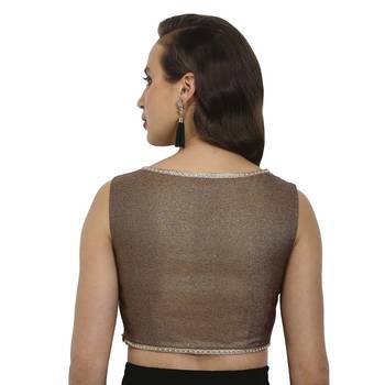 Bronze-blue polyjute round neck readymade  blouse 4