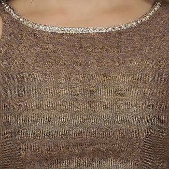 Bronze-blue polyjute round neck readymade  blouse 5
