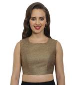 Bronze-gold polyjute square neck readymade  blouse