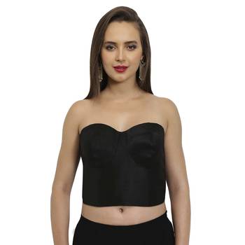 Black dupion sweetheart neck readymade  blouse 1