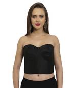 Black dupion sweetheart neck readymade  blouse