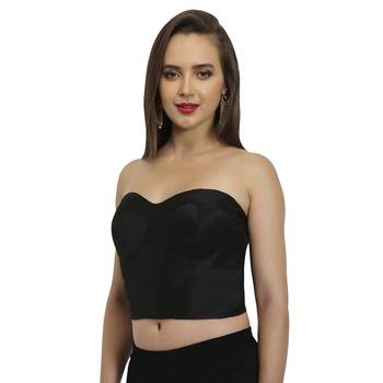 Black dupion sweetheart neck readymade  blouse 2