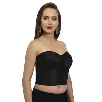 Black dupion sweetheart neck readymade  blouse 3