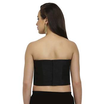 Black dupion sweetheart neck readymade  blouse 4