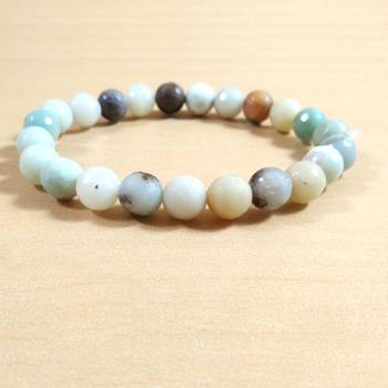 Amazonite Diamond Cut Bead Bracelet Size 8MM unisex Bracelet Chakra Balancing Chakra Gem 1