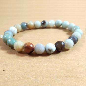 Amazonite Diamond Cut Bead Bracelet Size 8MM unisex Bracelet Chakra Balancing Chakra Gem 2