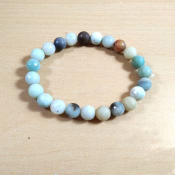 Amazonite Diamond Cut Bead Bracelet Size 8MM unisex Bracelet Chakra Balancing Chakra Gem 3