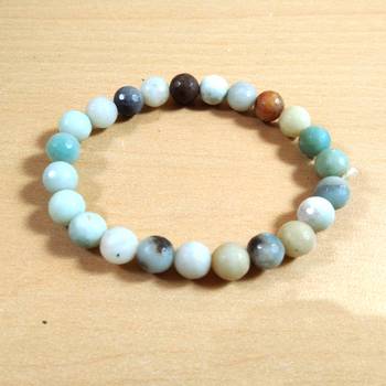 Amazonite Diamond Cut Bead Bracelet Size 8MM unisex Bracelet Chakra Balancing Chakra Gem 4