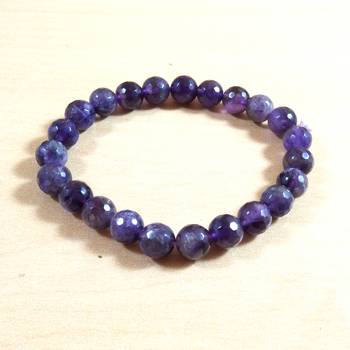Amethyst Diamond Cut Bead Bracelet Size 8MM Unisex Bracelet Chakra Balancing  Meaning 1
